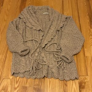 LOVESHACKFANCY - scalloped edge cardigan with puff sleeves and love tie